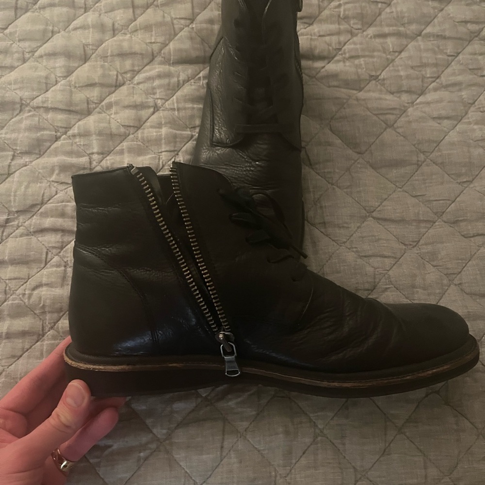 Size 12 John varvatos black leather boots
